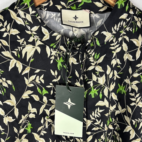 NWT Tuckernuck Women Verdant Iris ¾ Sleeve Mini Shirt Dress Sz M Black Cotton - Picture 5 of 16